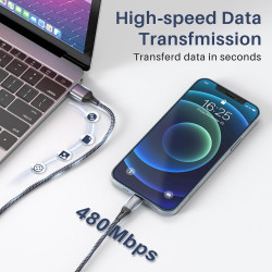 RAVIAD Câble iPhone Chargeur iPhone, [Certifié MFi] Fil Lightning Nylon Tressé Ultra Résistant pour Phone 14/13/12/11/Pro/X/XS/X