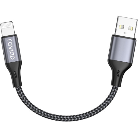 RAVIAD Câble Chargeur Court 15CM, [Certifié MFi] Fil Lightning Nylon Tressé Ultra Résistant pour iPhone 14/13/12/11/Pro Max/Pro/