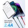 RAVIAD Câble iPhone Court [0.5M/Lot de 3] Cable Chargeur Lightning Certifié MFi Câble Lightning Nylon Tressé Fil Cable USB Charg