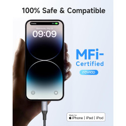 RAVIAD Câble iPhone [1M/Lot de 3] Cable Chargeur Lightning Certifié MFi Câble Lightning Nylon Tressé Fil Cable USB Charge Rapide
