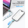 RAVIAD Câble iPhone [1M/Lot de 3] Cable Chargeur Lightning Certifié MFi Câble Lightning Nylon Tressé Fil Cable USB Charge Rapide