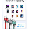 RAVIAD Câble iPhone [3M/Lot de 3] Cable Chargeur Lightning Certifié MFi Câble Nylon Tressé Fil Cable Lightning USB Charge Rapide