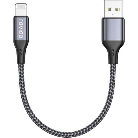 RAVIAD Câble iPhone Court 50CM [Certifié MFi] Fil Lightning Nylon Tressé Ultra Résistant pour iPhone 14/13/12/11/Pro Max/Pro/X/X