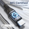 RAVIAD Câble iPhone Court 50CM [Certifié MFi] Fil Lightning Nylon Tressé Ultra Résistant pour iPhone 14/13/12/11/Pro Max/Pro/X/X