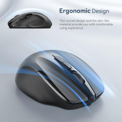 TECKNET Souris sans Fil, 2.4G Souris Optique avec 2600 DPI, Souris Ergonomique pour Ordinateur Portable, PC avec Récepteur USB, 