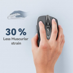 TECKNET Souris sans Fil, 2.4G Souris Optique avec 2600 DPI, Souris Ergonomique pour Ordinateur Portable, PC avec Récepteur USB, 