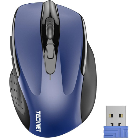 TECKNET Souris sans Fil, 2.4G Souris Optique 2600 DPI avec 5 Niveaux Réglable, Souris Ergonomique pour PC, Ordinateur Bureau/Por