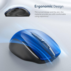 TECKNET Souris sans Fil, 2.4G Souris Optique 2600 DPI avec 5 Niveaux Réglable, Souris Ergonomique pour PC, Ordinateur Bureau/Por