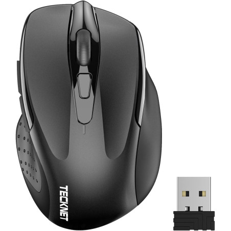 TECKNET Souris sans Fil, 2.4G Souris Optique 2600 DPI avec 5 Niveaux Réglable, Souris Ergonomique pour PC, Ordinateur Bureau/Por