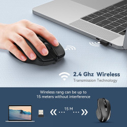 TECKNET Souris sans Fil, 2.4G Souris Optique 2600 DPI avec 5 Niveaux Réglable, Souris Ergonomique pour PC, Ordinateur Bureau/Por
