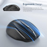 TECKNET Souris sans Fil, 2.4G Souris Optique 2600 DPI avec 5 Niveaux Réglable, Souris Ergonomique pour PC, Ordinateur Bureau/Por