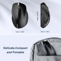 TECKNET Souris sans Fil, 2.4G Souris Optique 2600 DPI avec 5 Niveaux Réglable, Souris Ergonomique pour PC, Ordinateur Bureau/Por