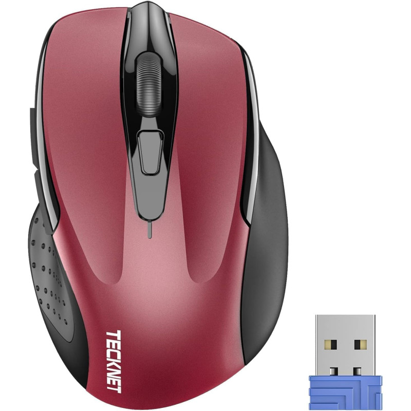 TECKNET Souris sans Fil, 2.4G Souris Optique 4000 DPI avec 6 Niveaux Réglable, Souris Ergonomique pour PC, Ordinateur Bureau/Por