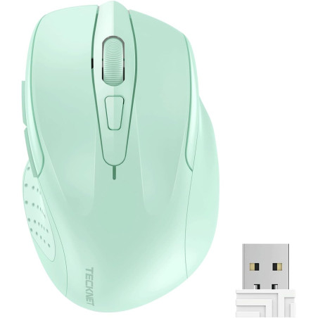 TECKNET Souris sans Fil, 2.4G Souris Optique 4000 DPI avec 6 Niveaux Réglable, Souris Ergonomique pour PC, Ordinateur Bureau/Por