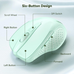 TECKNET Souris sans Fil, 2.4G Souris Optique 4000 DPI avec 6 Niveaux Réglable, Souris Ergonomique pour PC, Ordinateur Bureau/Por