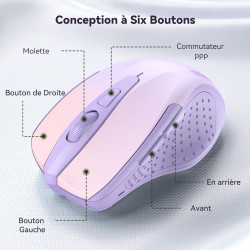 TECKNET Souris sans Fil, 2.4G Souris Optique 4000 DPI avec 6 Niveaux Réglable, Souris Ergonomique pour PC, Ordinateur Bureau/Por