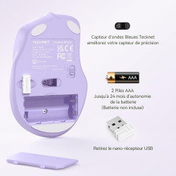 TECKNET Souris sans Fil, 2.4G Souris Optique 4000 DPI avec 6 Niveaux Réglable, Souris Ergonomique pour PC, Ordinateur Bureau/Por