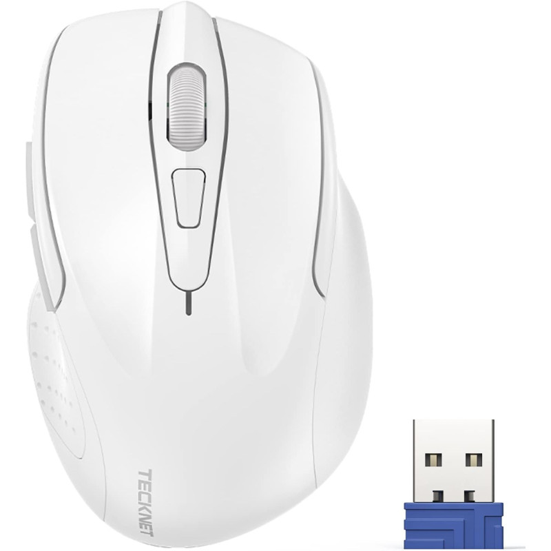 TECKNET Souris sans Fil, 2.4G Souris Optique 4000 DPI avec 6 Niveaux Réglable, Souris Ergonomique pour PC, Ordinateur Bureau/Por