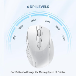 TECKNET Souris sans Fil, 2.4G Souris Optique 4000 DPI avec 6 Niveaux Réglable, Souris Ergonomique pour PC, Ordinateur Bureau/Por
