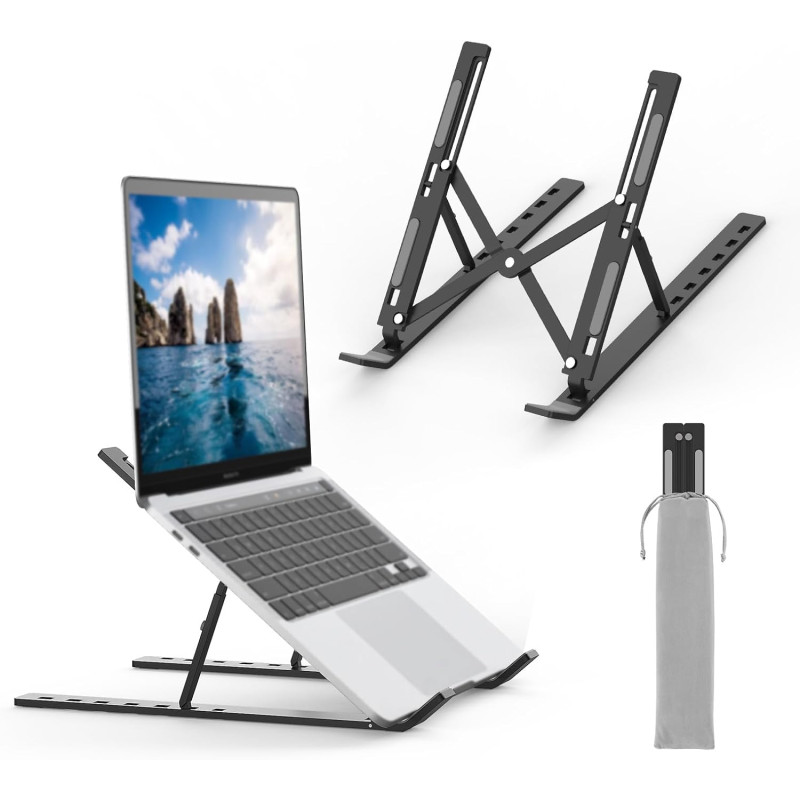 GRIFEMA GB1054B Support Ordinateur Portable Réglable, Support PC Pliable en Aluminium 7 Niveaux de Hauteur, Compatible MacBook A