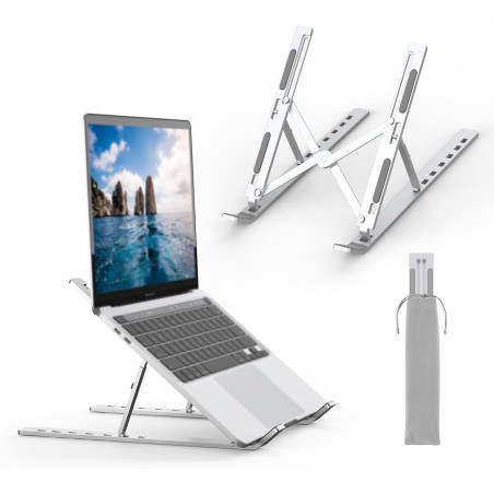 GRIFEMA GB1054 Support Ordinateur Portable Réglable, Support PC Pliable en Aluminium 7 Niveaux de Hauteur, Compatible MacBook Ai