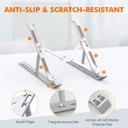 GRIFEMA GB1054 Support Ordinateur Portable Réglable, Support PC Pliable en Aluminium 7 Niveaux de Hauteur, Compatible MacBook Ai