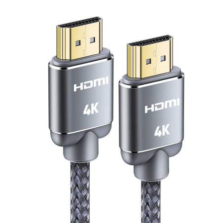 Snowkids Câble HDMI 4K 2M - Cable HDMI 2.0 par Ethernet en Nylon Tressé Supporte 3D/ Retour Audio - Cordon Hdmi pour Lecteur Blu