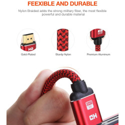 Snowkids Câble HDMI 4K 1.9m Câble HDMI par Ethernet en Nylon Tressé Supporte 3D/ Retour Audio - Cordon Hdmi pour Lecteur Blu-Ray