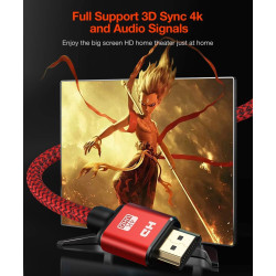 Snowkids Câble HDMI 4K 1.9m Câble HDMI par Ethernet en Nylon Tressé Supporte 3D/ Retour Audio - Cordon Hdmi pour Lecteur Blu-Ray
