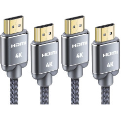 Snowkids Câble HDMI 4K 2M - Cable HDMI 2.0 par Ethernet en Nylon Tressé Supporte 3D/ Retour Audio - Cordon Hdmi pour Lecteur Blu
