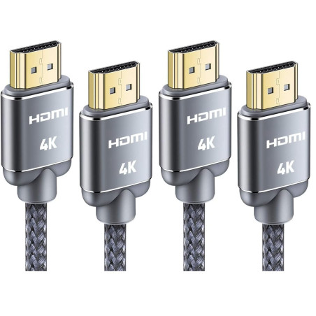 Snowkids Câble HDMI 4K 2M - Cable HDMI 2.0 par Ethernet en Nylon Tressé Supporte 3D/ Retour Audio - Cordon Hdmi pour Lecteur Blu