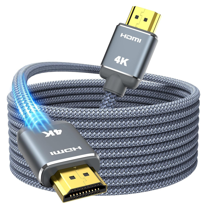 Snowkids Câble HDMI 4K 7.5m Câble HDMI par Ethernet en Nylon Tressé Supporte 3D/ Retour Audio - Cordon Hdmi pour Lecteur Blu-Ray