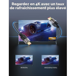 Southlight 10K 8K Câble HDMI 2.1 10M, 8K 60Hz 4K 120Hz 48Gbps Ultra Haut Débit HDR10+ ARC eARC HDCP 2.3 Compatible avec Netflix 