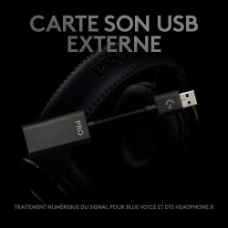 Logitech g pro x casque filaire gamer over-ear avec micro bleu vo!ce, dts headphone:x 2.0, transducteurs pro-g 50mm, son surroun