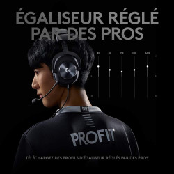 Logitech g pro x casque filaire gamer over-ear avec micro bleu vo!ce, dts headphone:x 2.0, transducteurs pro-g 50mm, son surroun