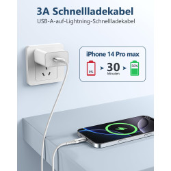 Câble iPhone Chargeur iPhone, Charger Cable 1M+2M [MFi Certified] Lightning USB Cable Fast Charging, Nylon Braided Tressé Ultra 
