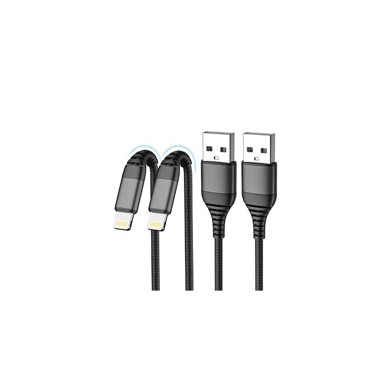 Câble iPhone Chargeur iPhone, Charger Cable 2M+2M [MFi Certified] Lightning USB Cable Fast Charging, Nylon Braided Tressé Ultra 