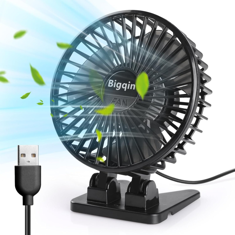Petit ventilateur de bureau USB, petit mais puissant, mini ventilateur de refroidissement de table avec 3 vitesses de réglage à 