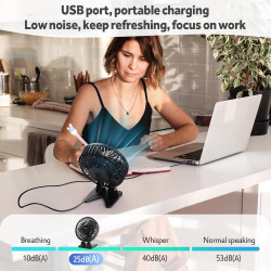 Petit ventilateur de bureau USB, petit mais puissant, mini ventilateur de refroidissement de table avec 3 vitesses de réglage à 