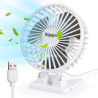 Petit ventilateur de bureau USB puissant avec 3 vitesses, réglage à 90° pour chambre, bureau, maison, voiture - Blanc