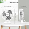 Petit ventilateur de bureau USB puissant avec 3 vitesses, réglage à 90° pour chambre, bureau, maison, voiture - Blanc