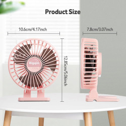 Mini Ventilateur Portable USB Silencieux - 3 Vitesses en un Seul Bouton, Angle Réglable, Puissant pour Maison Bureau Table, Rose