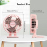 Mini Ventilateur Portable USB Silencieux - 3 Vitesses en un Seul Bouton, Angle Réglable, Puissant pour Maison Bureau Table, Rose