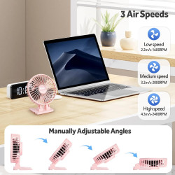 Mini Ventilateur Portable USB Silencieux - 3 Vitesses en un Seul Bouton, Angle Réglable, Puissant pour Maison Bureau Table, Rose