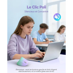 TECKNET Souris Verticale, 4800 DPI Souris sans Fil Ergonomique, Protège Le Bras, Souris sans Fil 6 Boutons pour PC, Mac, Vert Vi