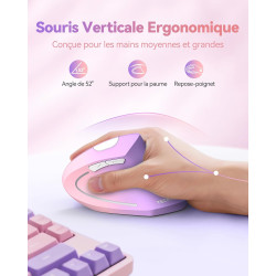 TECKNET Souris Ergonomique sans Fil 2.4G, Silencieuse Verticale Souris avec 4800 DPI Réglable, 6 Boutons, LED, Prévention Syndro
