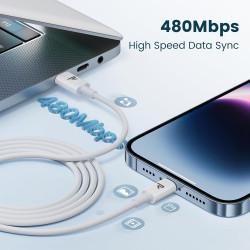 RAMPOW Cable iphone 1M【MFi Certifié C94】, Cable USB C vers Lightning Charge Rapide, Chargeur iPhone Power Delivery 3.0 pour iPho