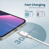 RAMPOW Cable USB C vers Lightning 2M, [C94 MFi Certifié] Cable Lightning Charge Rapide PD 3.0 pour iPhone 14/13/13 mini/13 Pro/1