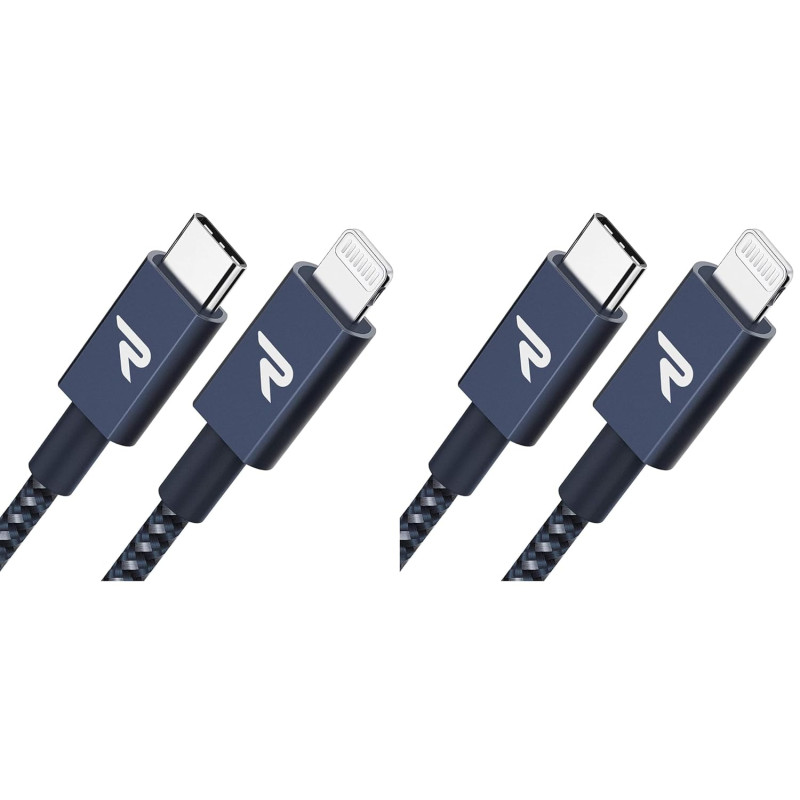 RAMPOW Câble USB C vers Lightning 2M MFi Certifié, Câble Lightning USB C Power Delivery Nylon Tressé pour iPhone 14/13/12/11/11 