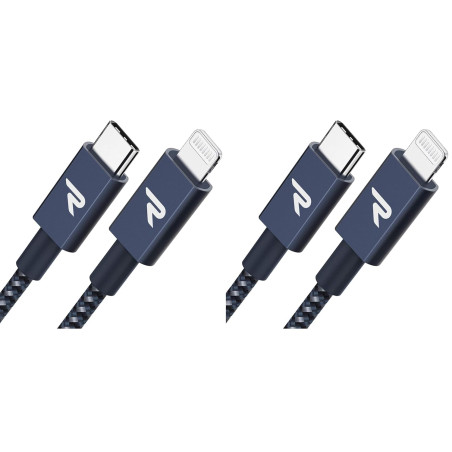 RAMPOW Câble USB C vers Lightning 2M MFi Certifié, Câble Lightning USB C Power Delivery Nylon Tressé pour iPhone 14/13/12/11/11 